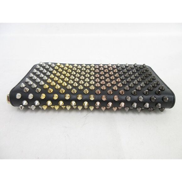 Christian Louboutin Spike Studs Panettone Round Zipper Long Wallet Black - Picture 3 of 12